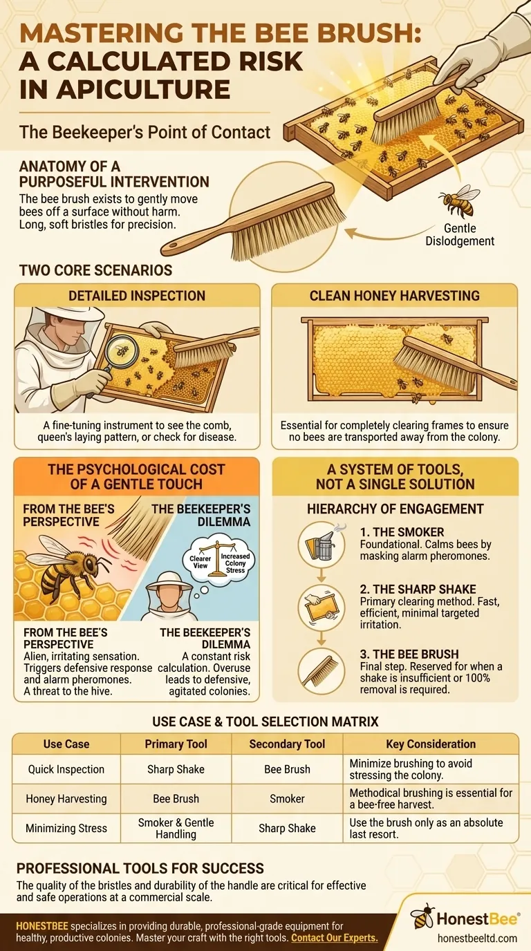 El Riesgo Calculado de una Herramienta Sencilla: Dominar el Cepillo para Abejas en Apicultura Guía Visual