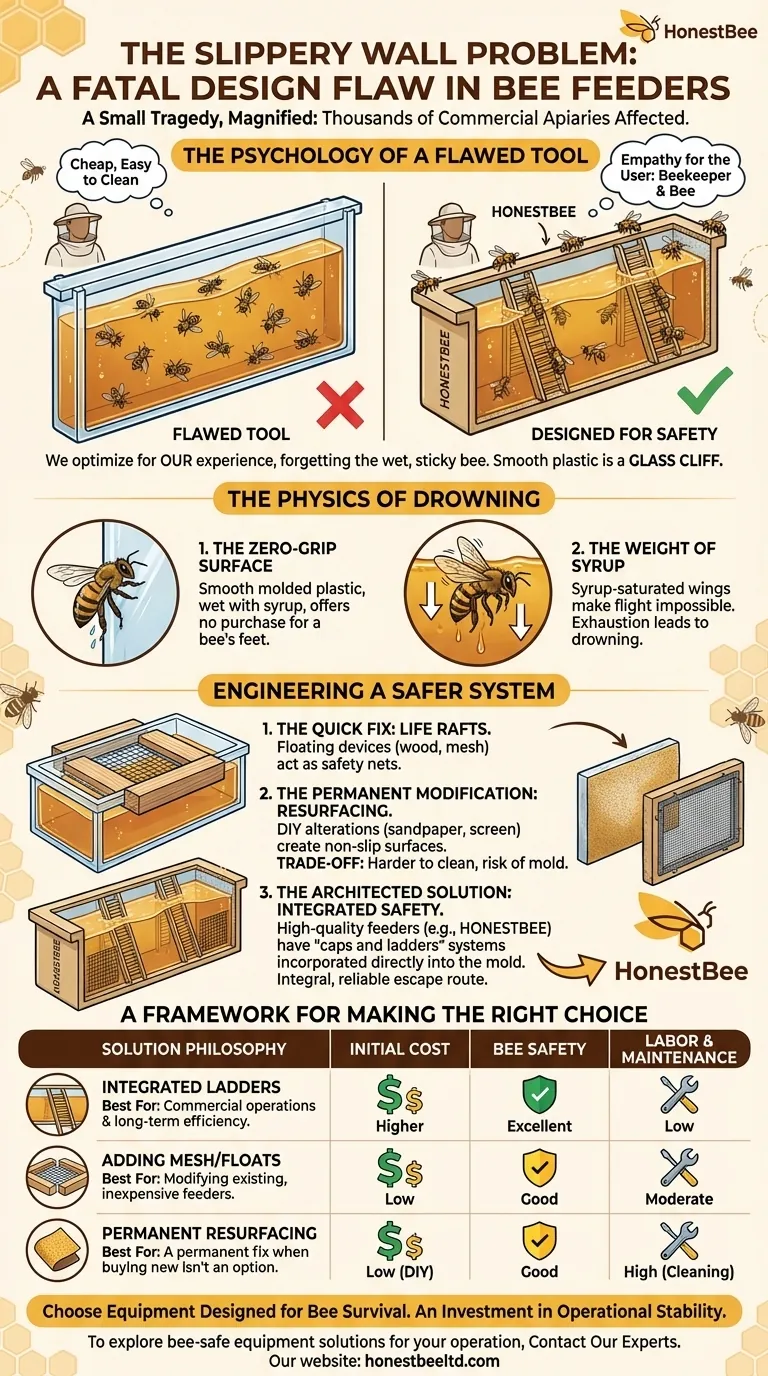 Il problema del muro scivoloso: un difetto di progettazione fatale negli alimentatori per api Guida Visiva