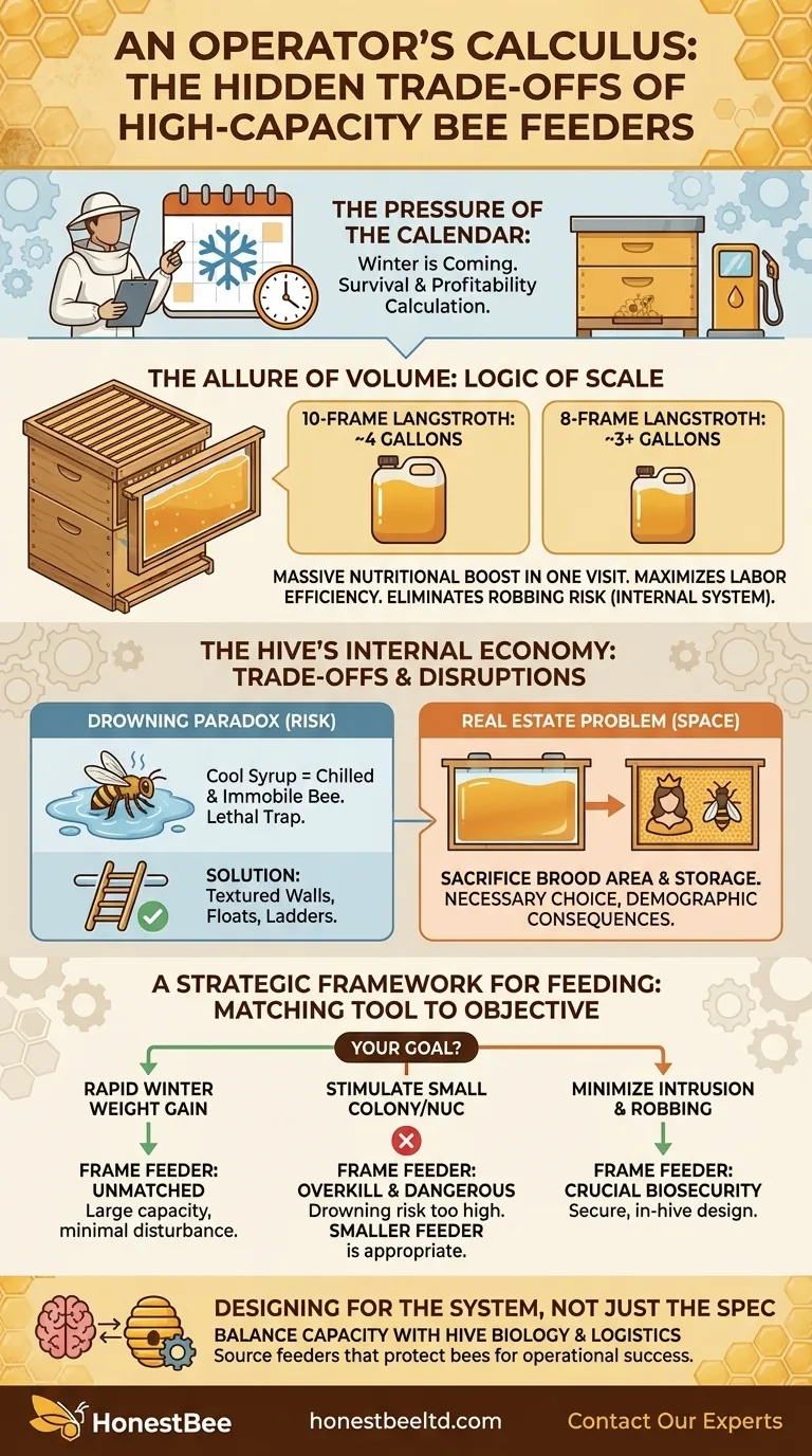 An Operator's Calculus: The Hidden Trade-offs of High-Capacity Bee Feeders Visual Guide