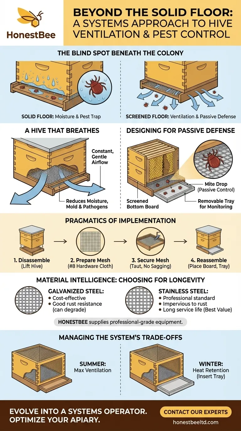 Beyond the Solid Floor: A Systems Approach to Hive Ventilation and Pest Control Visual Guide