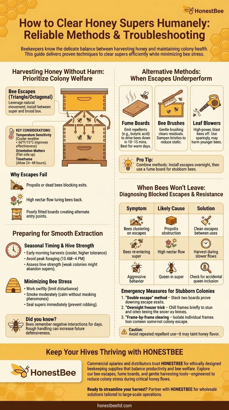 How to Clear Honey Supers Humanely: Reliable Methods & Troubleshooting Visual Guide