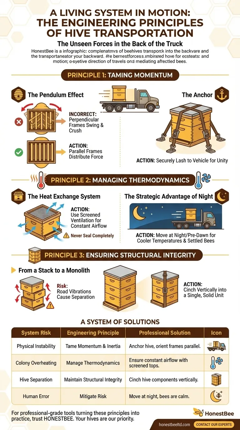 A Living System in Motion: The Engineering Principles of Hive Transportation Visual Guide
