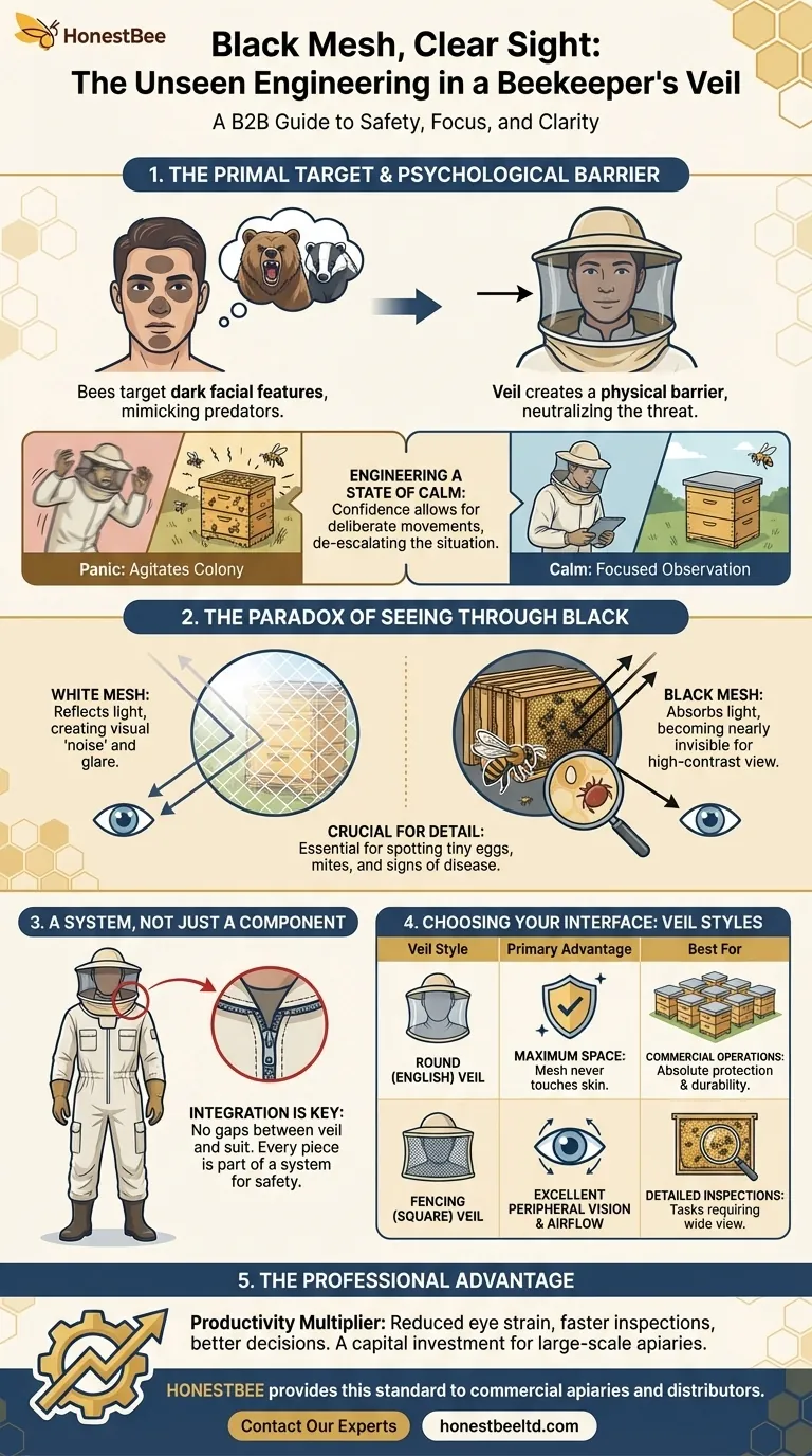 Black Mesh, Clear Sight: The Unseen Engineering in a Beekeeper's Veil Visual Guide