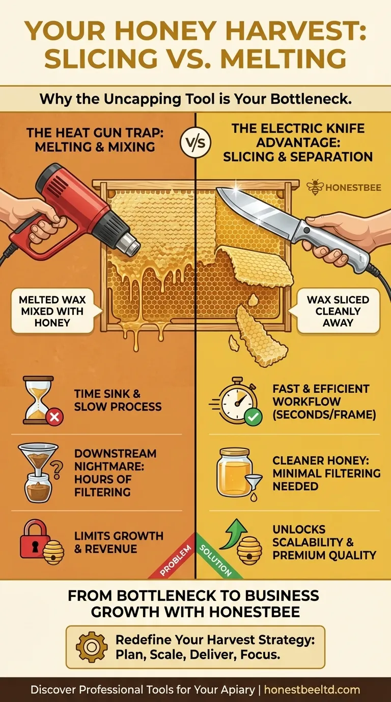 꿀 수확이 너무 오래 걸리나요? 그 이유는 아마도 덮개 제거 도구 때문일 것입니다. 시각적 가이드
