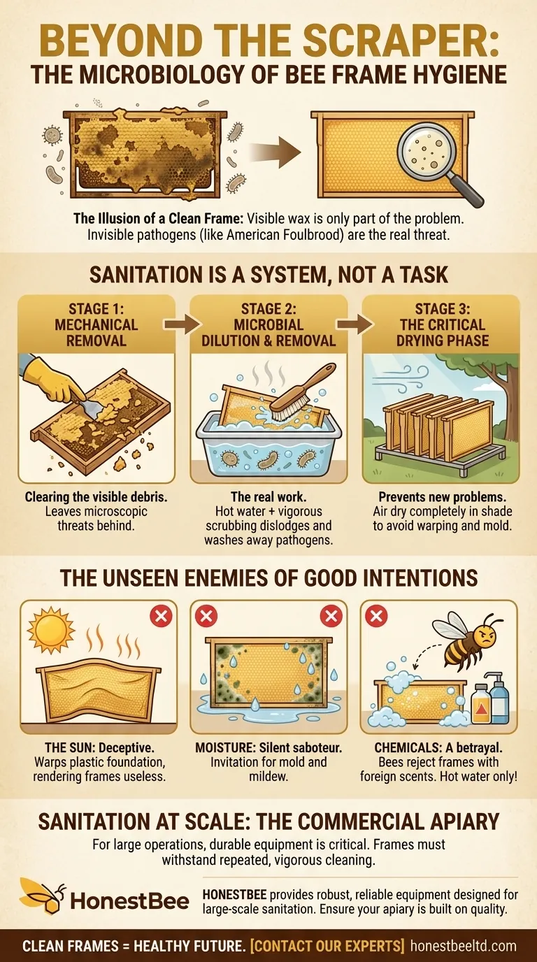 Beyond the Scraper: The Microbiology of Bee Frame Hygiene Visual Guide