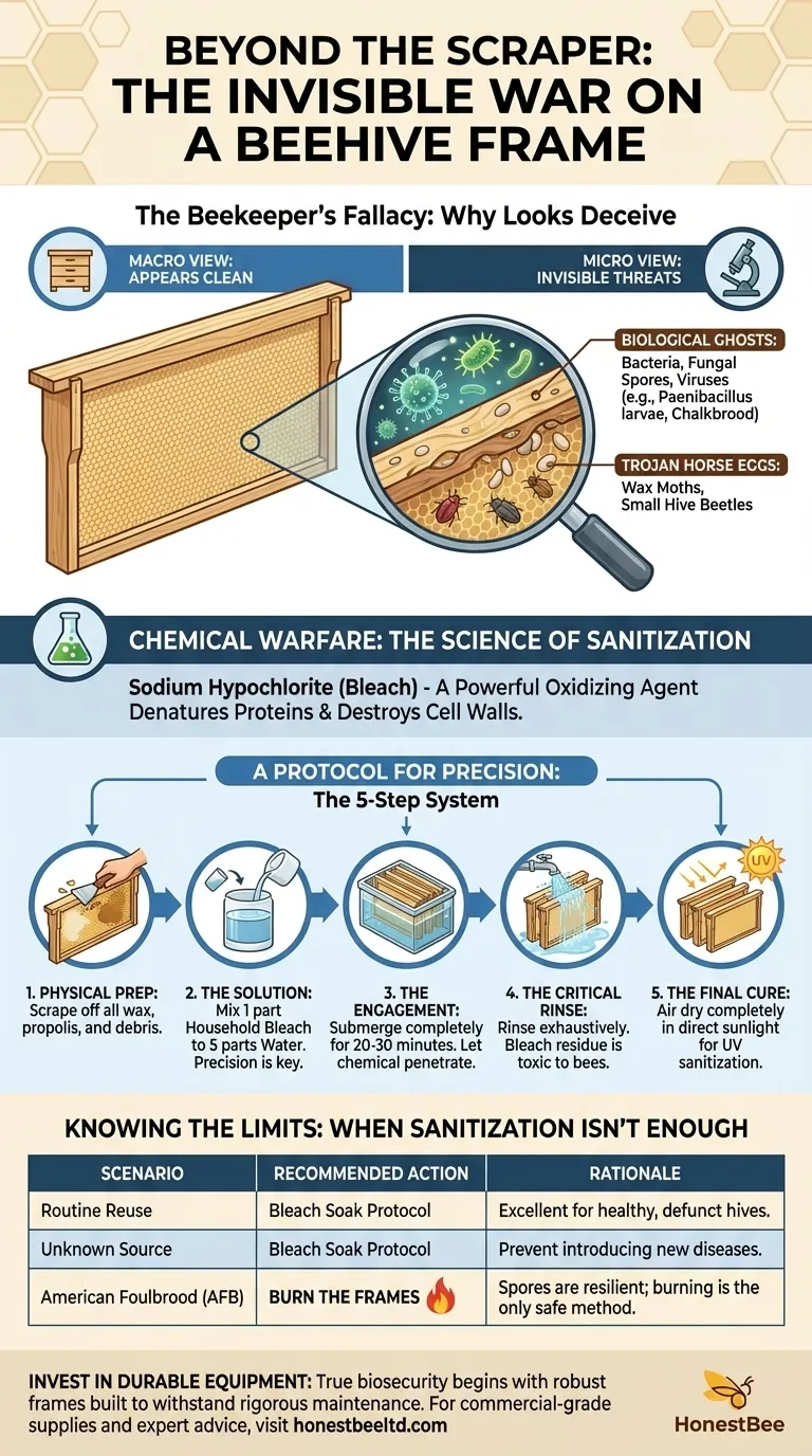 Beyond the Scraper: The Invisible War on a Beehive Frame Visual Guide