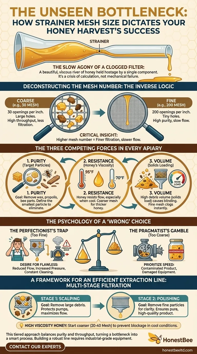 The Unseen Bottleneck: How Strainer Mesh Size Dictates Your Honey Harvest's Success Visual Guide