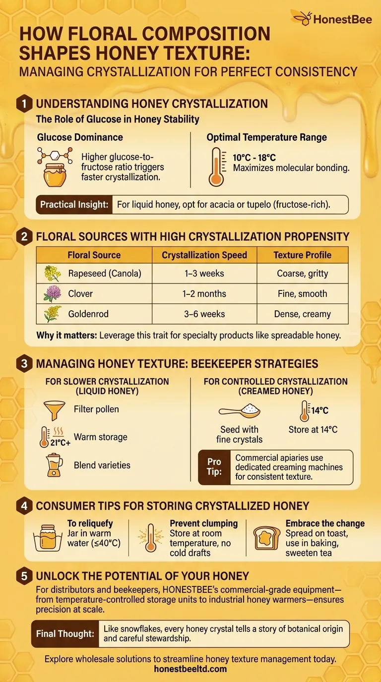 How Floral Composition Shapes Honey Texture: Managing Crystallization for Perfect Consistency Visual Guide