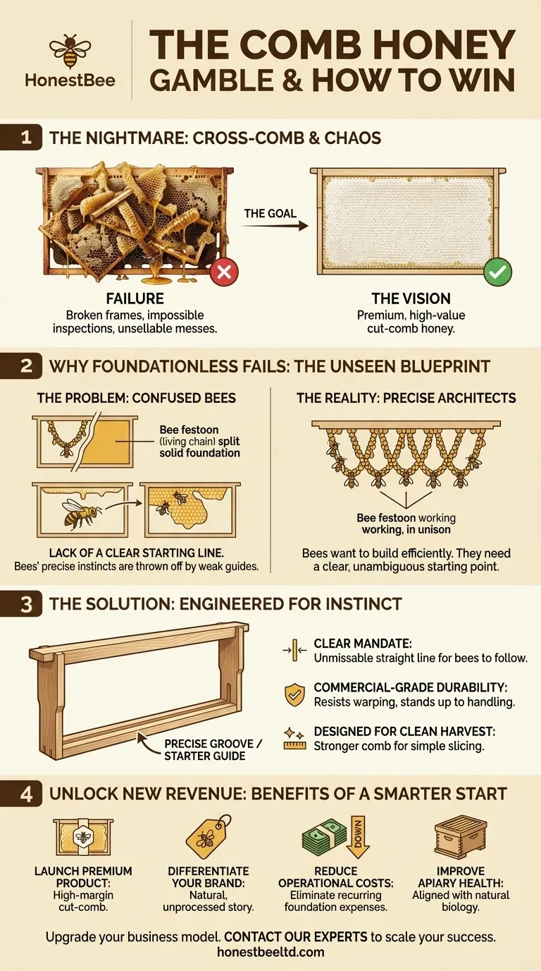 The Comb Honey Gamble: Why Your Foundationless Frames Fail (And How to Make Them Profitable) Visual Guide