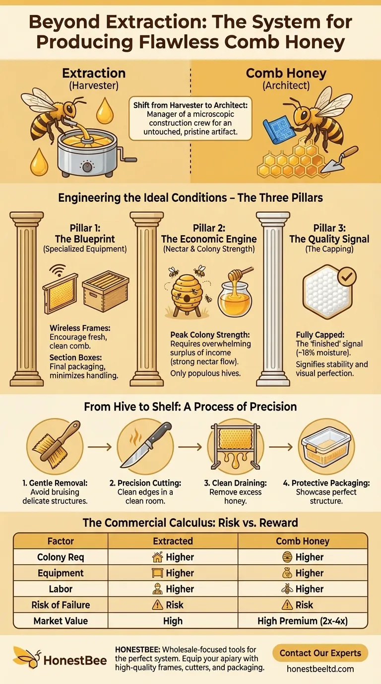 Beyond Extraction: The System for Producing Flawless Comb Honey Visual Guide