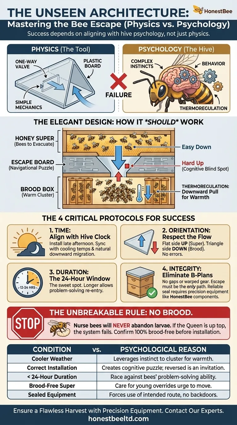 The Unseen Architecture: Why Bee Escapes Work on Physics, But Fail on Psychology Visual Guide