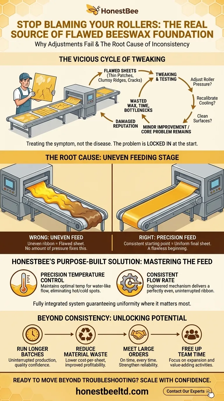 Hören Sie auf, Ihre Walzen zu beschuldigen: Die wahre Ursache für fehlerhafte Bienenwachs-Mittelwände Visuelle Anleitung