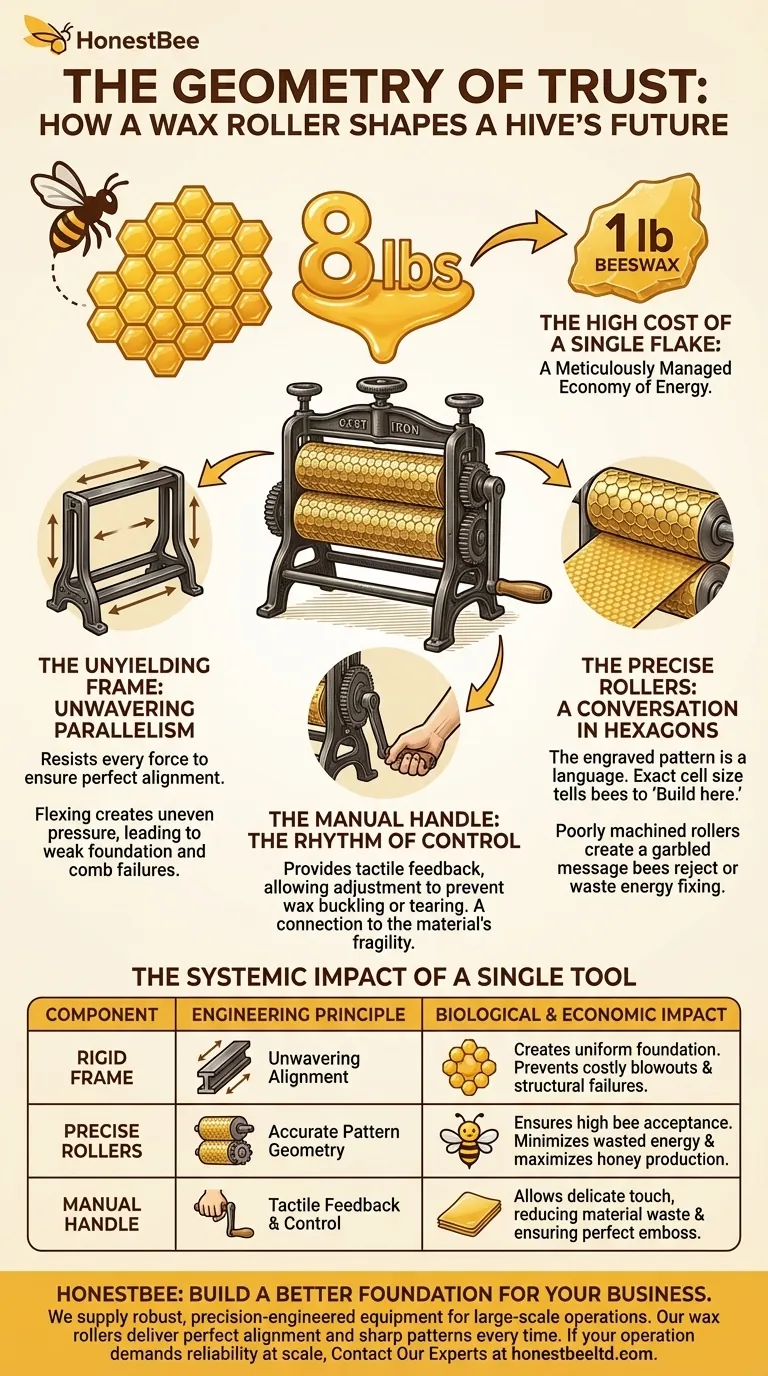 The Geometry of Trust: How a Wax Roller's Precision Shapes a Hive's Future Visual Guide