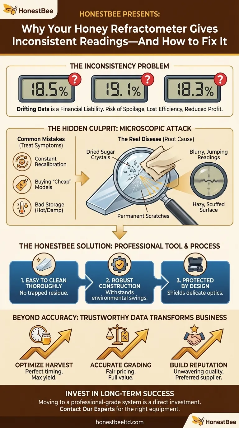Por qué su refractómetro de miel da lecturas inconsistentes y cómo solucionarlo de forma permanente Guía Visual