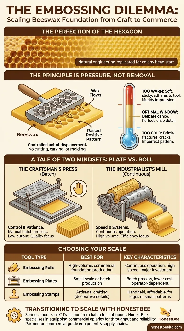 The Embossing Dilemma: Scaling Beeswax Foundation from Craft to Commerce Visual Guide