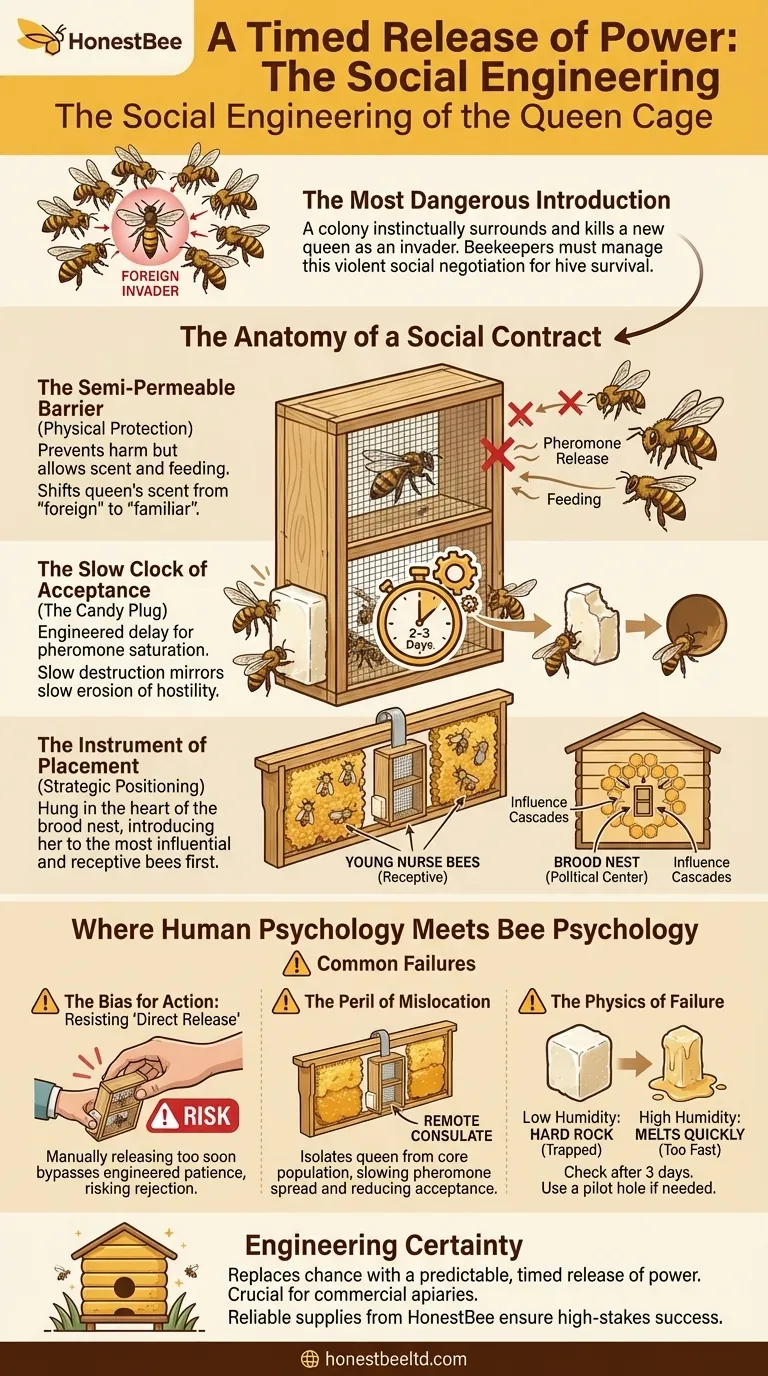 A Timed Release of Power: The Social Engineering of the Queen Cage Visual Guide