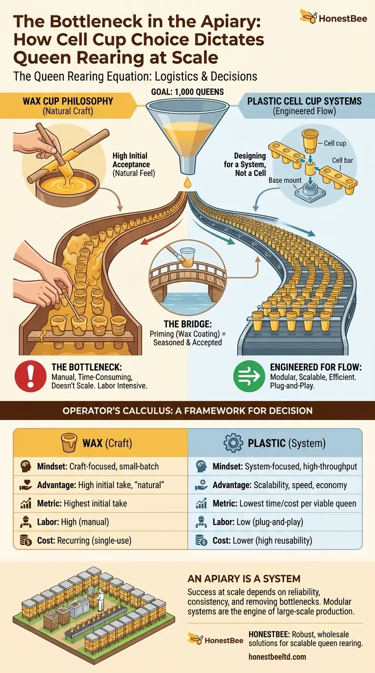 The Bottleneck in the Apiary: How Cell Cup Choice Dictates Queen Rearing at Scale Visual Guide