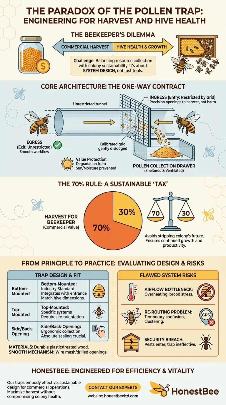 The Paradox of the Pollen Trap: Engineering for Harvest and Hive Health Visual Guide