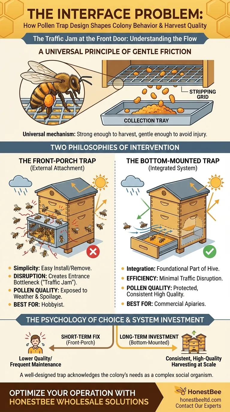 The Interface Problem: How Pollen Trap Design Shapes Colony Behavior and Harvest Quality Visual Guide