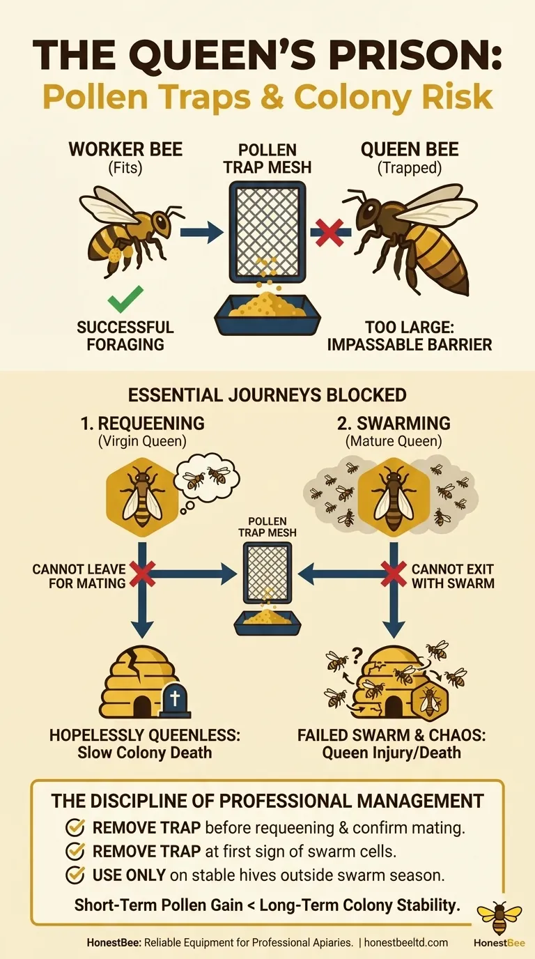 La prison de la reine : Comment un piège à pollen peut créer un point de défaillance unique dans votre rucher Guide Visuel