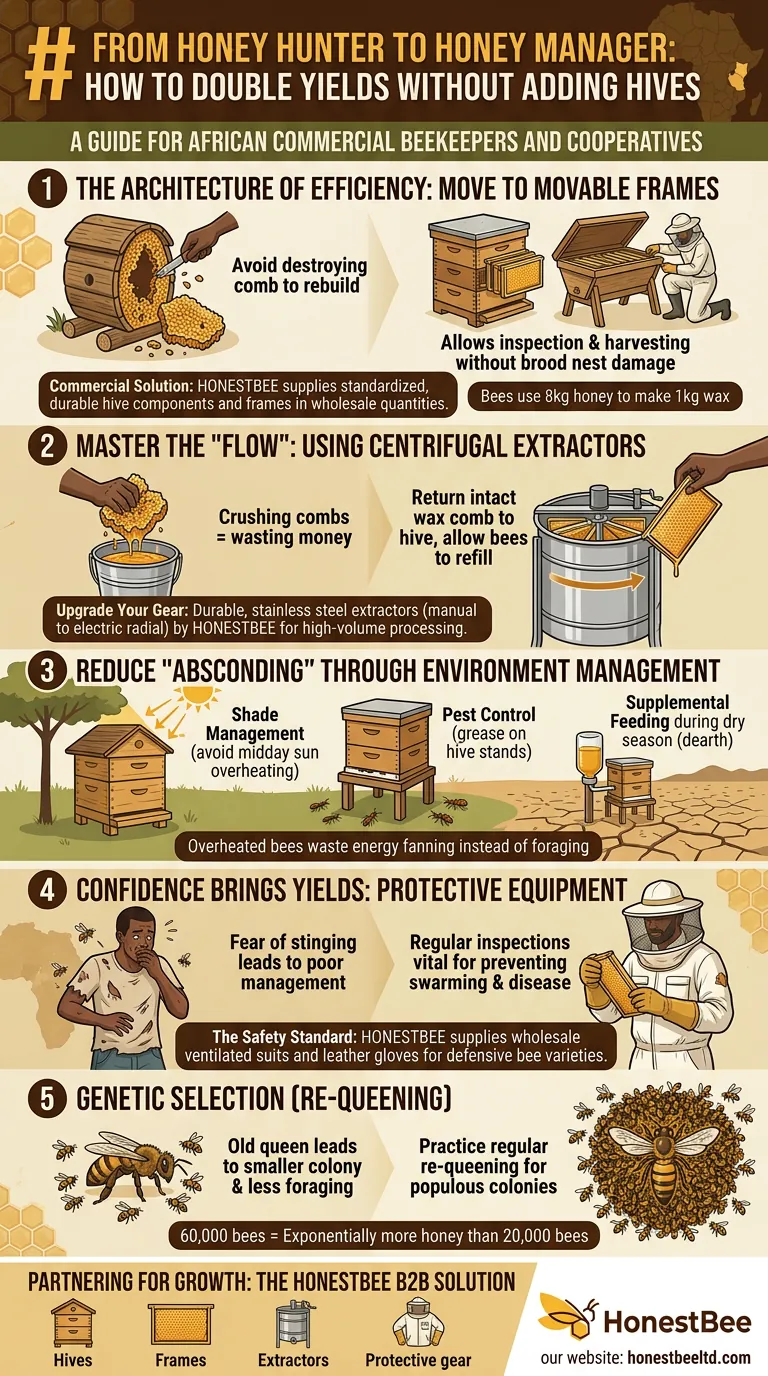 De Caçador de Mel a Gestor de Mel: Como Dobrar a Produção Sem Adicionar Colmeias Guia Visual