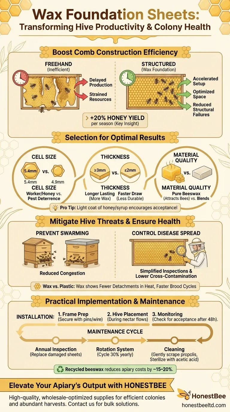 How Wax Foundation Sheets Transform Hive Productivity and Colony Health Visual Guide