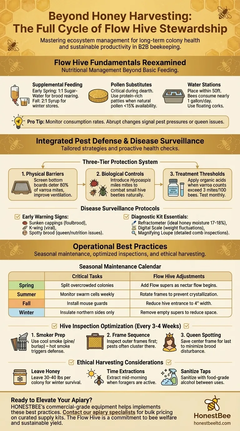 꿀 수확 그 이상: 플로우 하이브 스튜어드십의 전체 주기: 벌통 관리 시각적 가이드