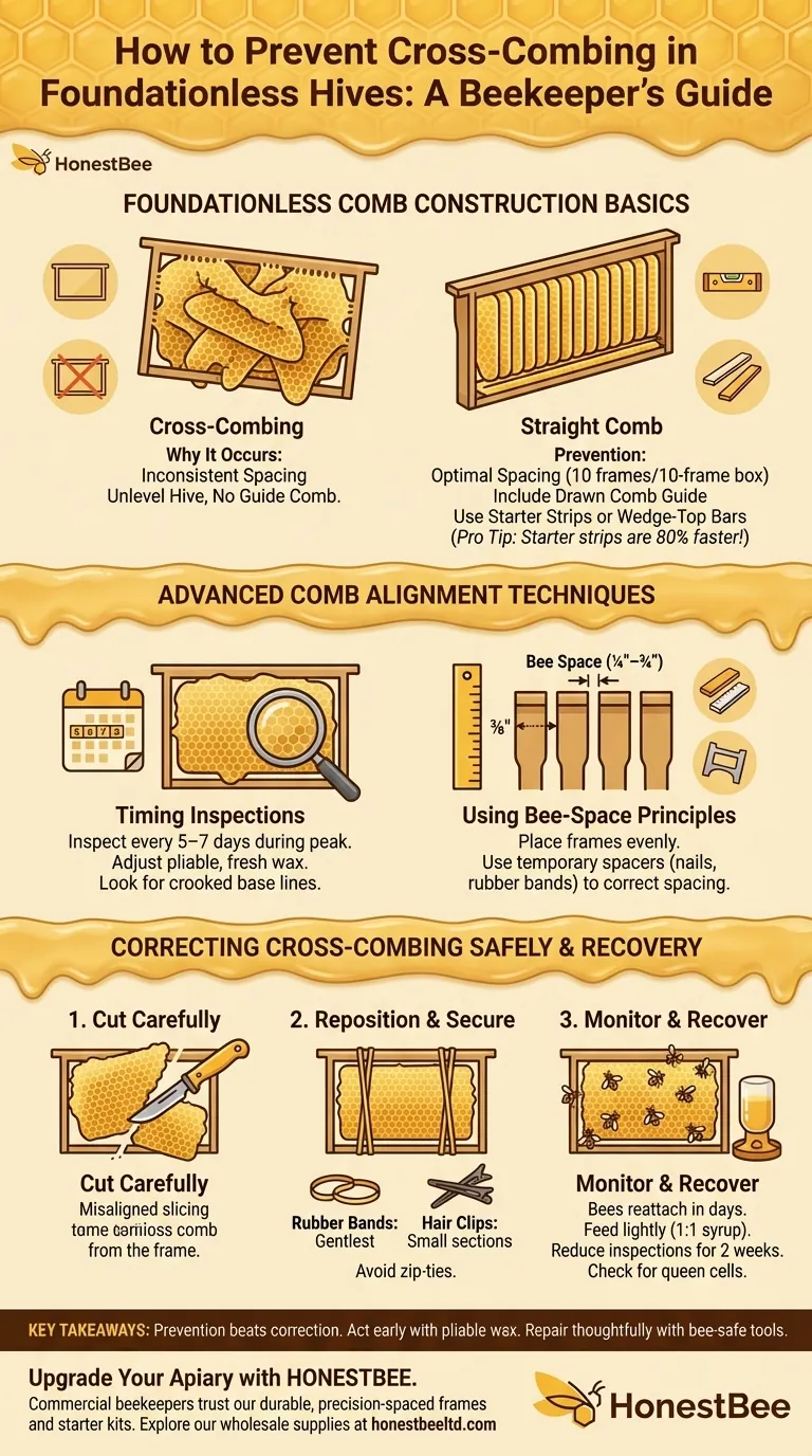 Como Prevenir a Construção Cruzada em Colmeias Sem Fundo: Um Guia para Apicultores Guia Visual