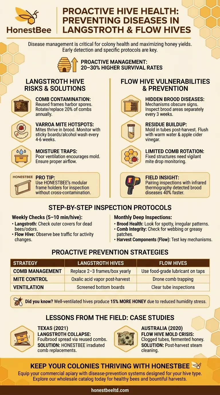 Como os Apicultores Podem Prevenir Doenças nas Colmeias Langstroth e Flow Hives Guia Visual