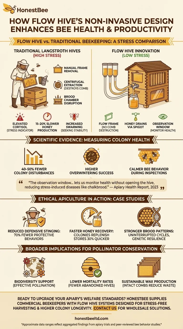 How Flow Hive’s Non-Invasive Design Enhances Bee Health and Productivity Visual Guide