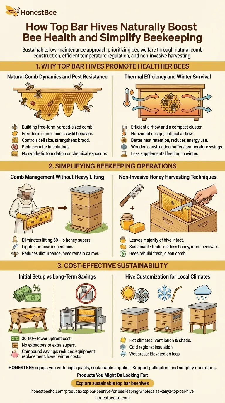 How Top Bar Hives Naturally Boost Bee Health and Simplify Beekeeping Guía Visual