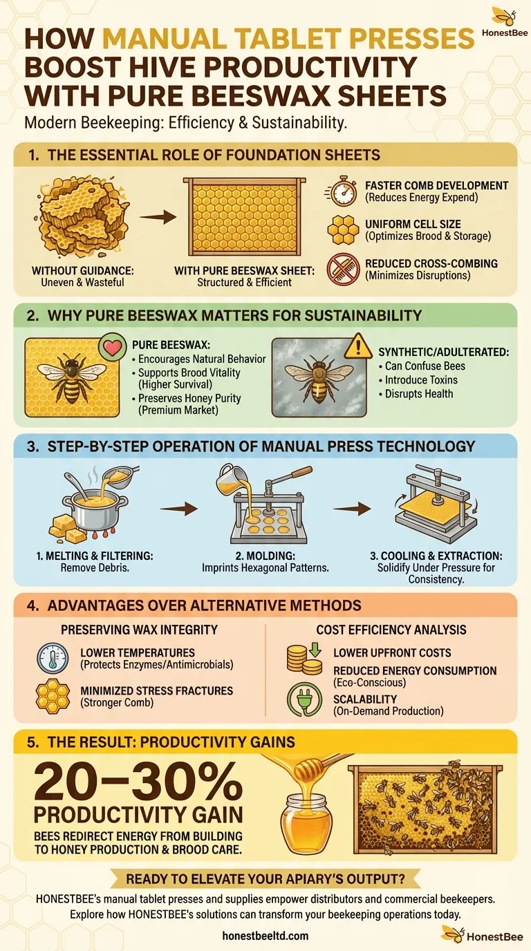 How Manual Tablet Presses Boost Hive Productivity with Pure Beeswax Sheets Visual Guide
