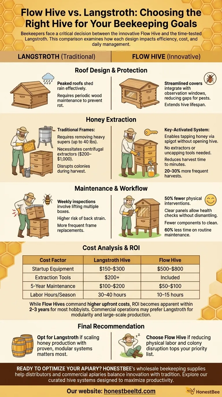 Flow Hive vs. Langstroth: Choosing the Right Hive for Your Beekeeping Goals Visual Guide