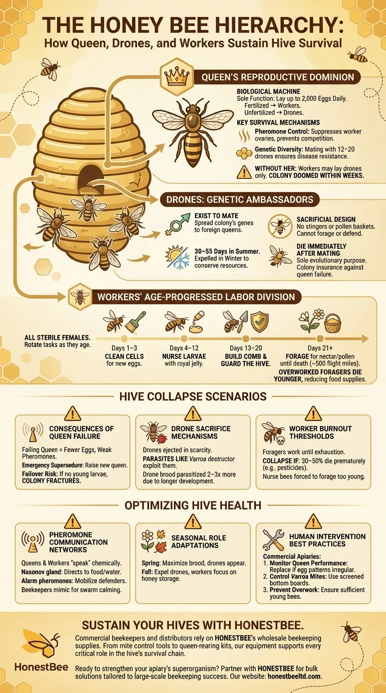The Honey Bee Hierarchy: How Queen, Drones, and Workers Sustain Hive Survival Visuelle Anleitung