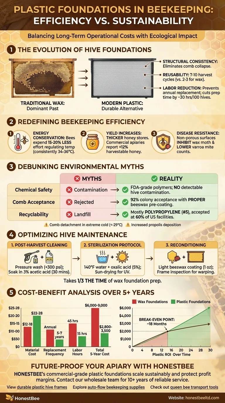Plastic Foundations in Beekeeping: Balancing Efficiency with Long-Term Sustainability Visual Guide