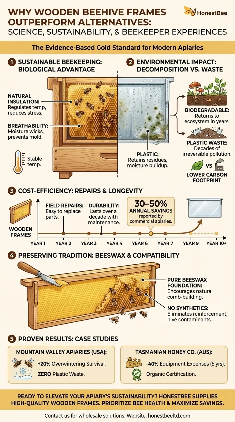 Por qué los cuadros de colmena de madera superan a las alternativas: ciencia, sostenibilidad y experiencias de los apicultores Guía Visual