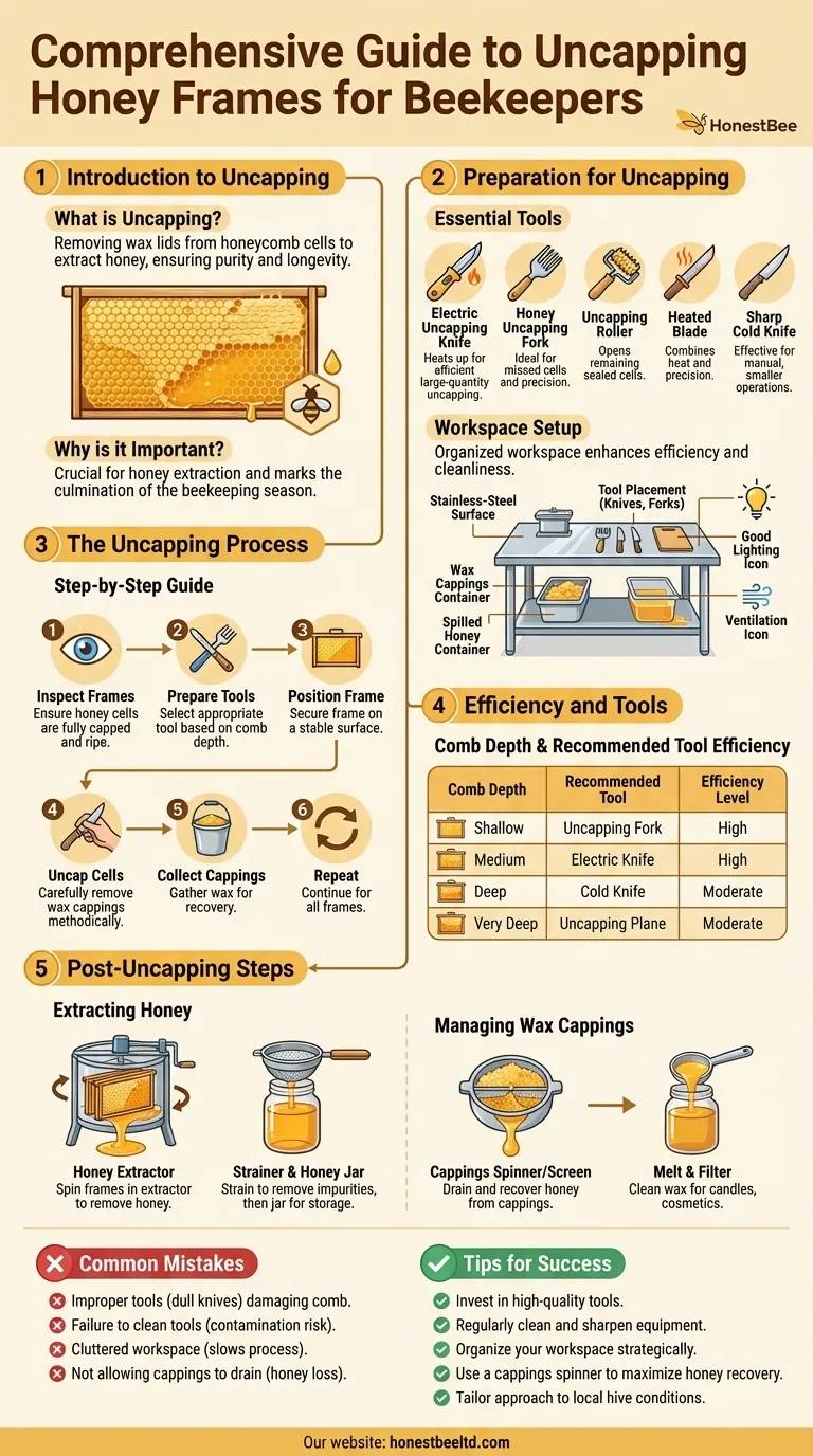 Comprehensive Guide to Uncapping Honey Frames for Beekeepers Visual Guide