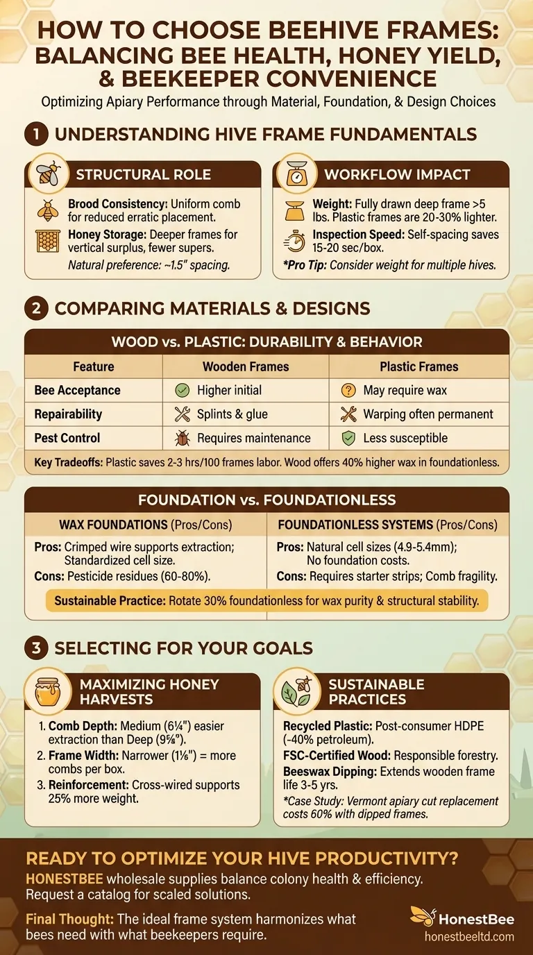How to Choose Beehive Frames: Balancing Bee Health, Honey Yield, and Beekeeper Convenience Visual Guide