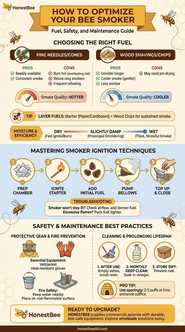Comment optimiser votre enfumoir d'abeilles : Guide sur le combustible, la sécurité et l'entretien Guide Visuel