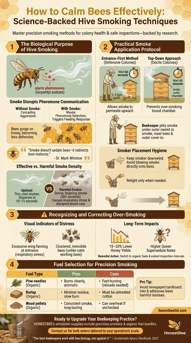 How to Calm Bees Effectively: Science-Backed Hive Smoking Techniques Visual Guide