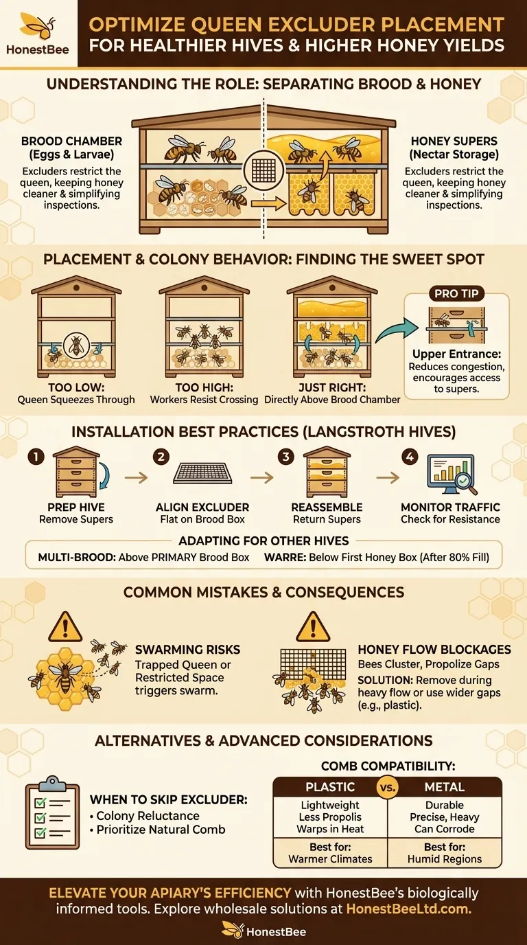 Cómo optimizar la colocación del excluidor de reinas para colmenas más sanas y mayores rendimientos de miel Guía Visual