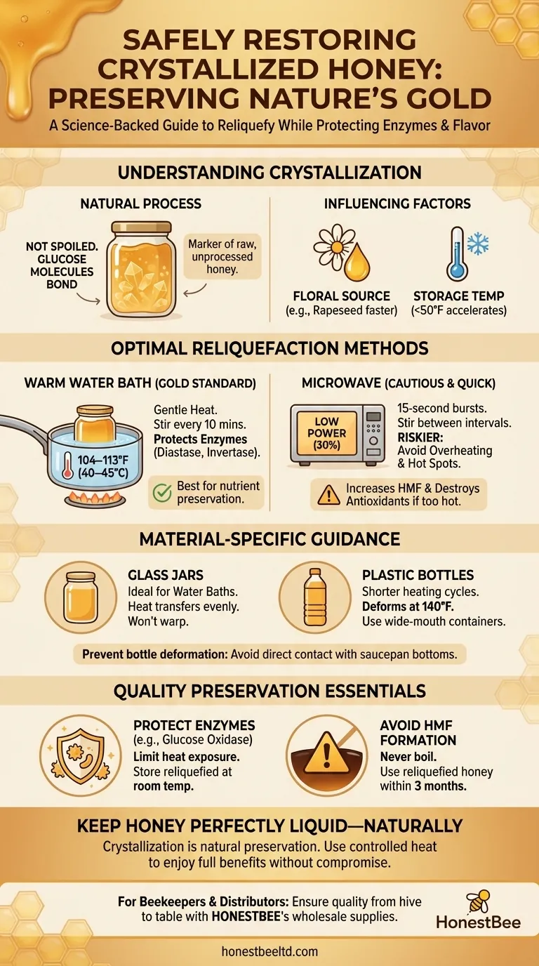 영양소 손실 없이 결정화된 꿀을 안전하게 복원하는 방법 시각적 가이드