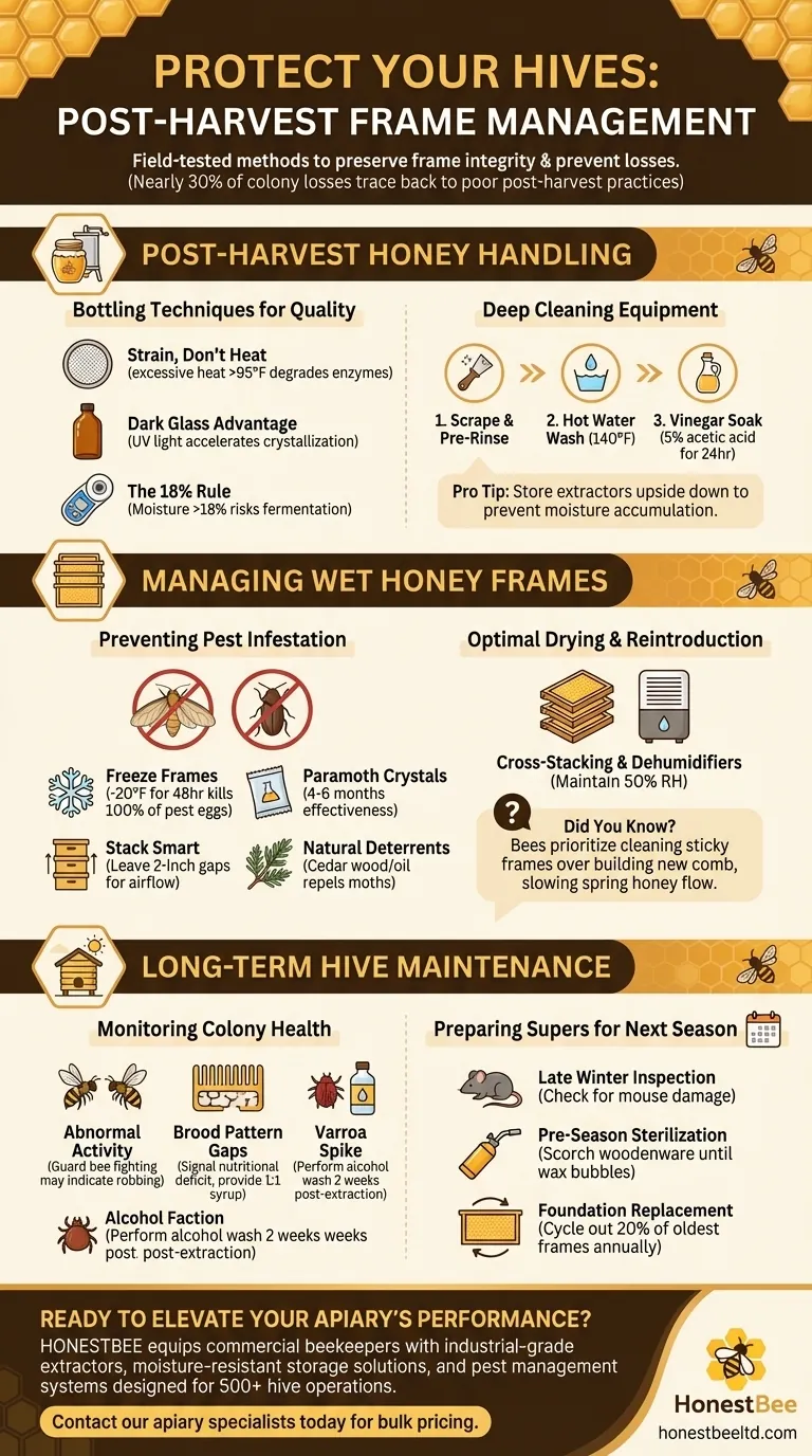 벌통을 보호하는 방법: 양봉가를 위한 수확 후 프레임 관리 시각적 가이드