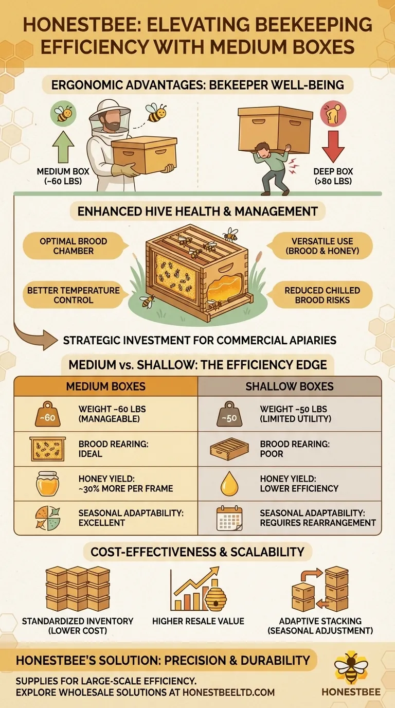 미디엄 박스로 양봉 효율을 높이는 방법: 인체공학, 벌통 건강 및 비용 절감 효과 시각적 가이드