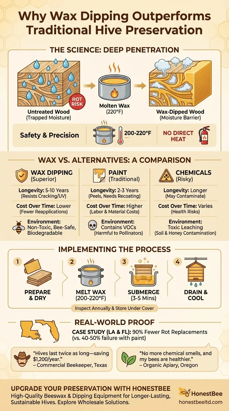 Why Wax Dipping Outperforms Traditional Wood Preservation for Beekeeping Equipment Visual Guide
