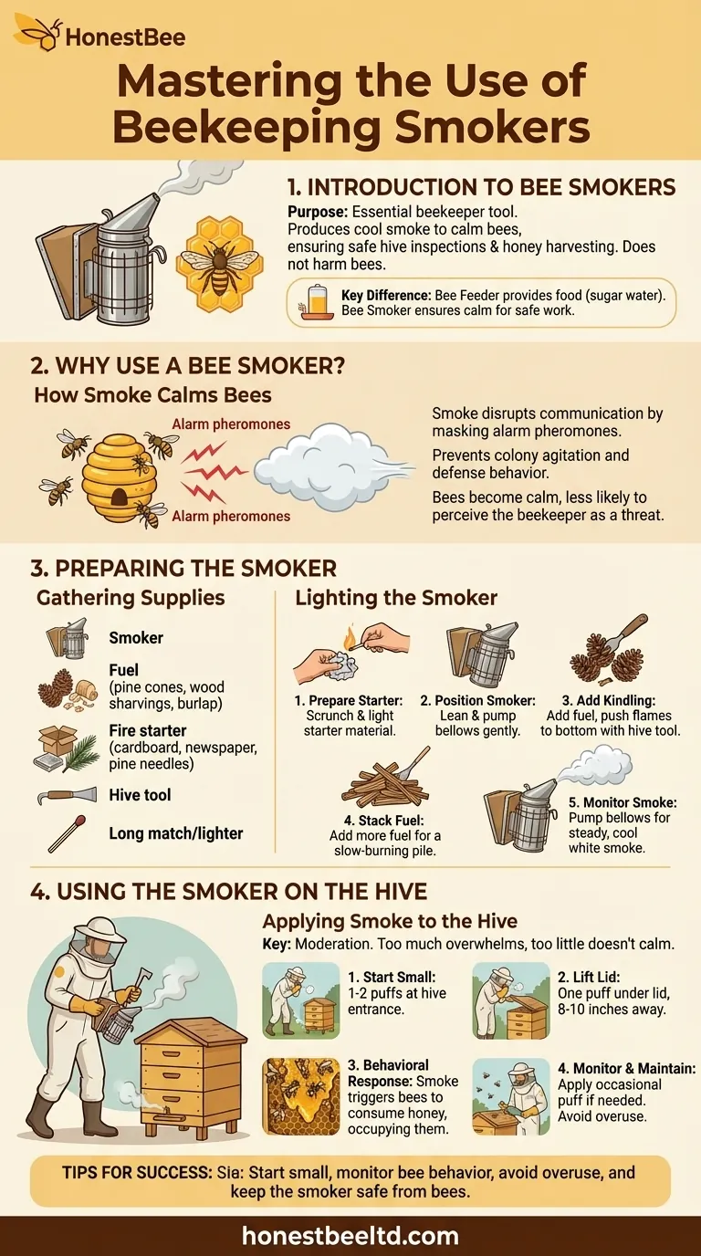 Die Verwendung von Imkereiräuchern beherrschen Visuelle Anleitung