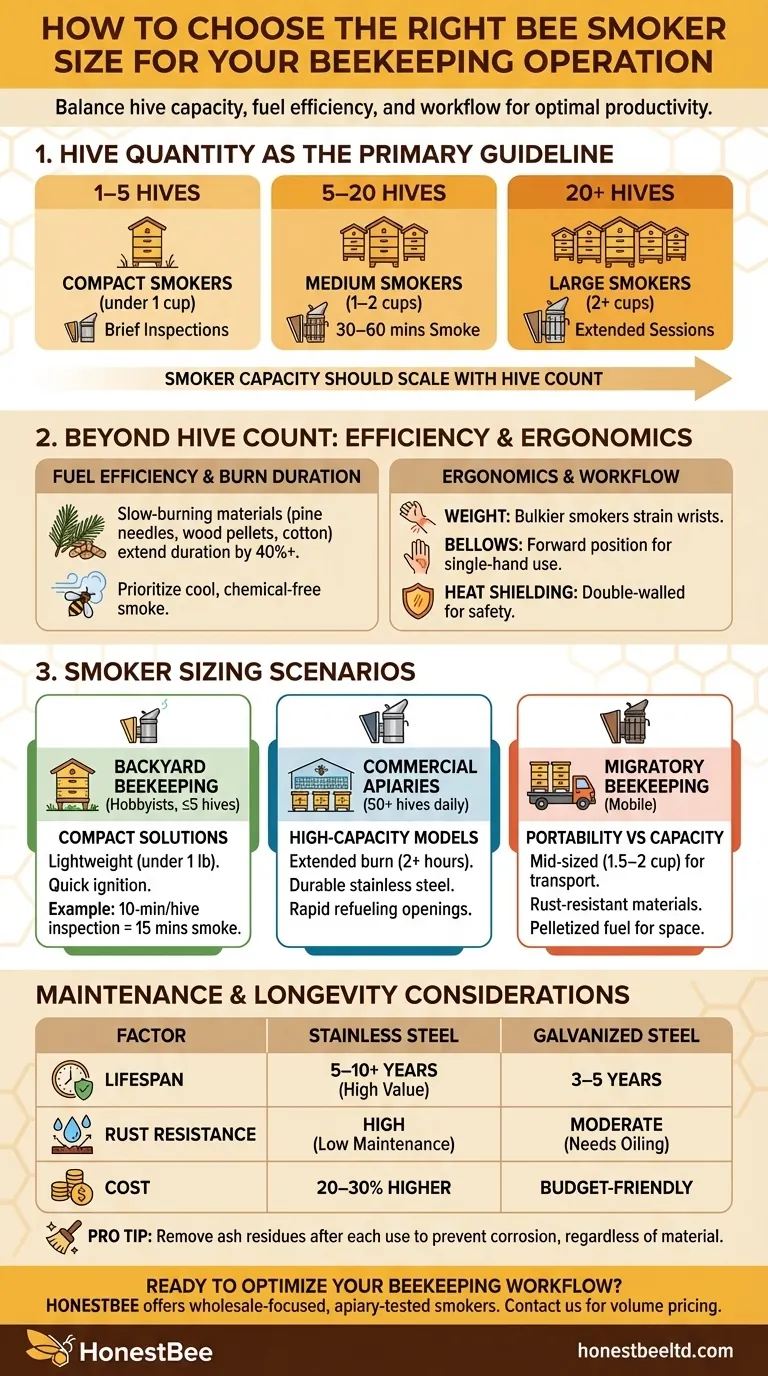 Como Escolher o Tamanho Certo do Defumador de Abelhas para a Sua Operação Apícola Guia Visual