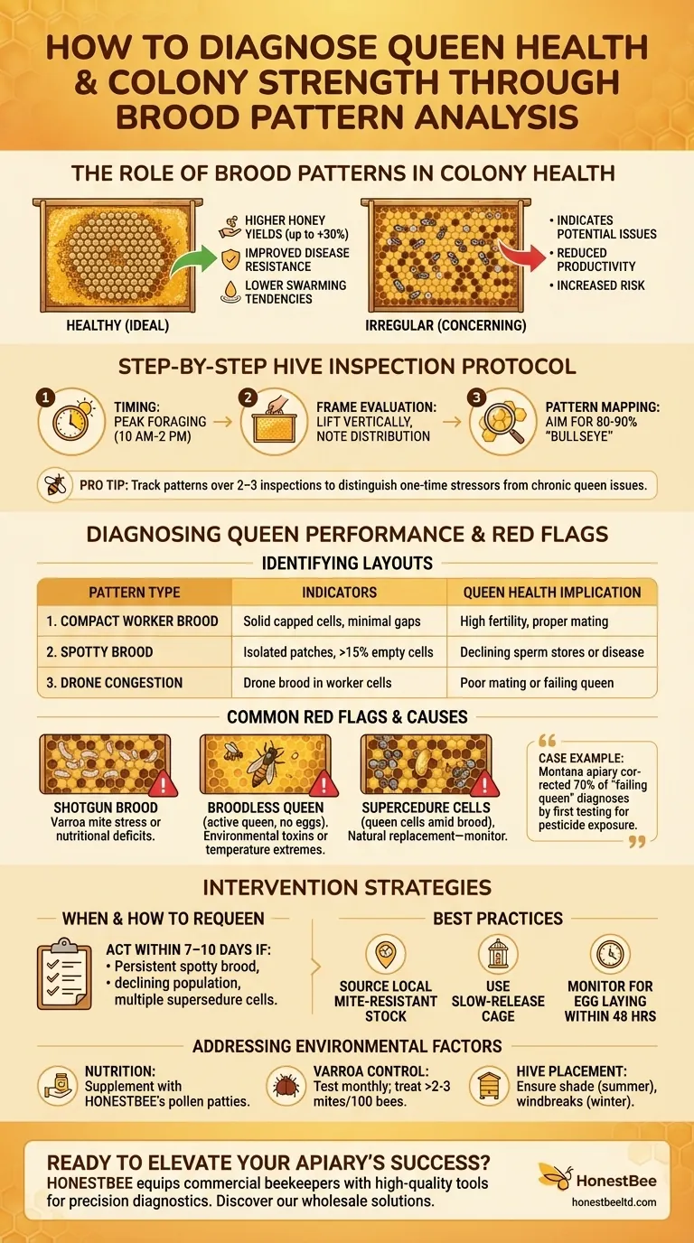 How to Diagnose Queen Health and Colony Strength Through Brood Pattern Analysis Visual Guide