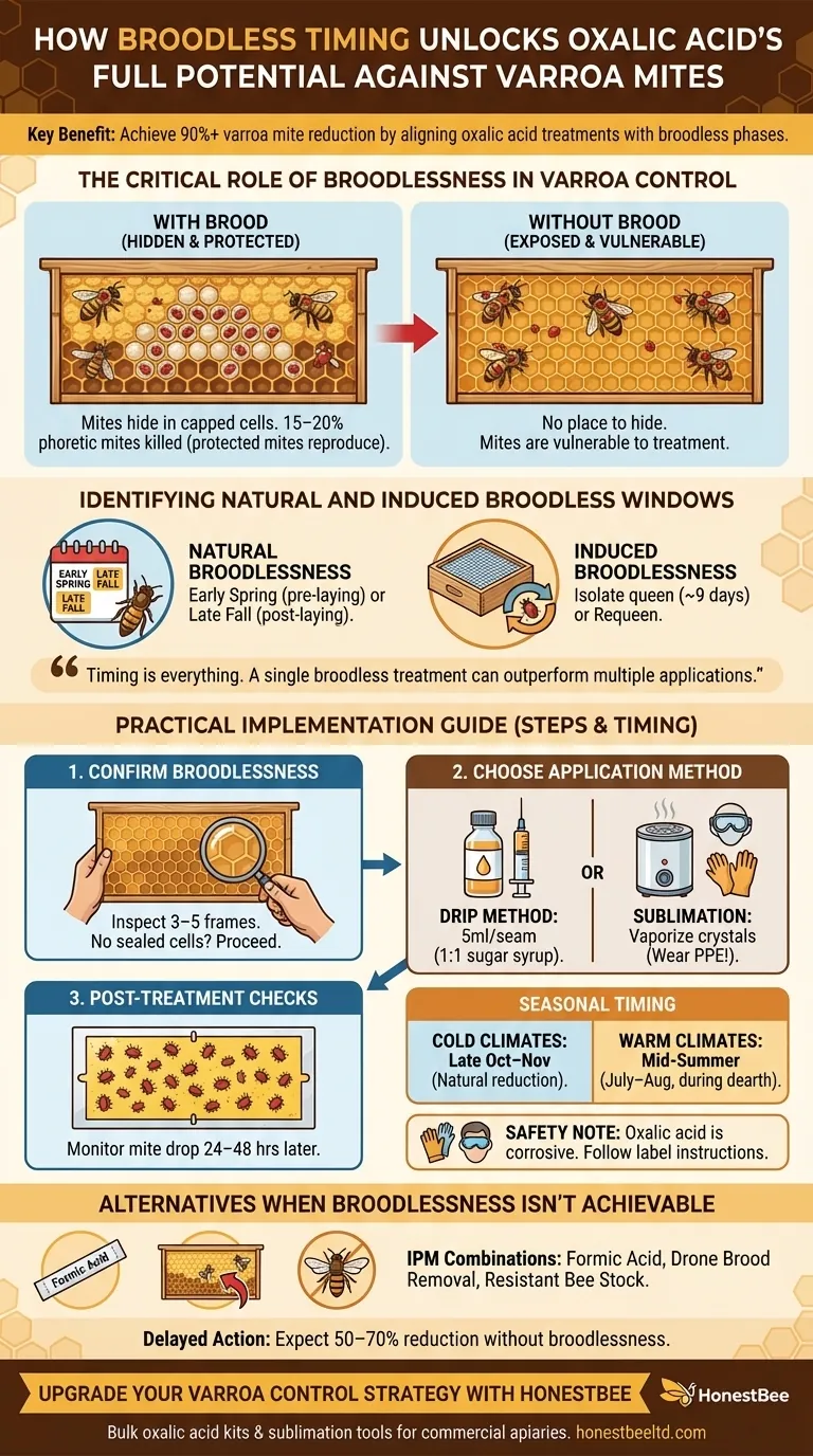 How Broodless Timing Unlocks Oxalic Acid's Full Potential Against Varroa Mites Visual Guide