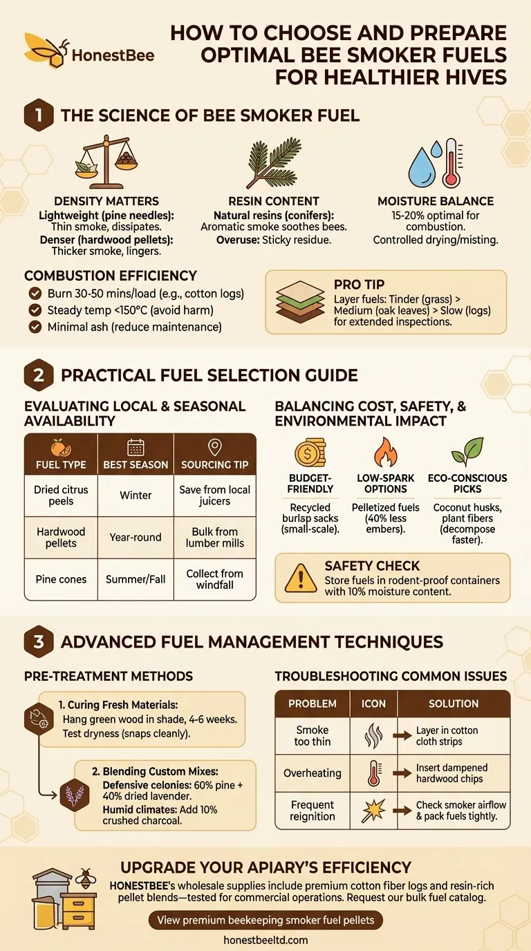 如何选择和准备最佳的蜜蜂烟熏炉燃料，使蜂巢更健康 图解指南
